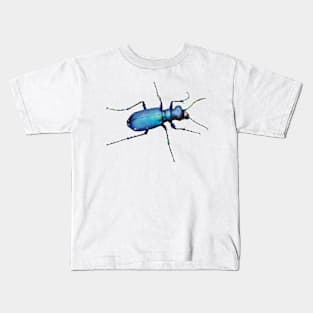 Metallic Blue Tiger Beetle Kids T-Shirt